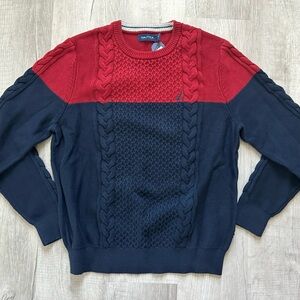 Nautica Medium Dark Red/ Blue Men Crewneck Sweater